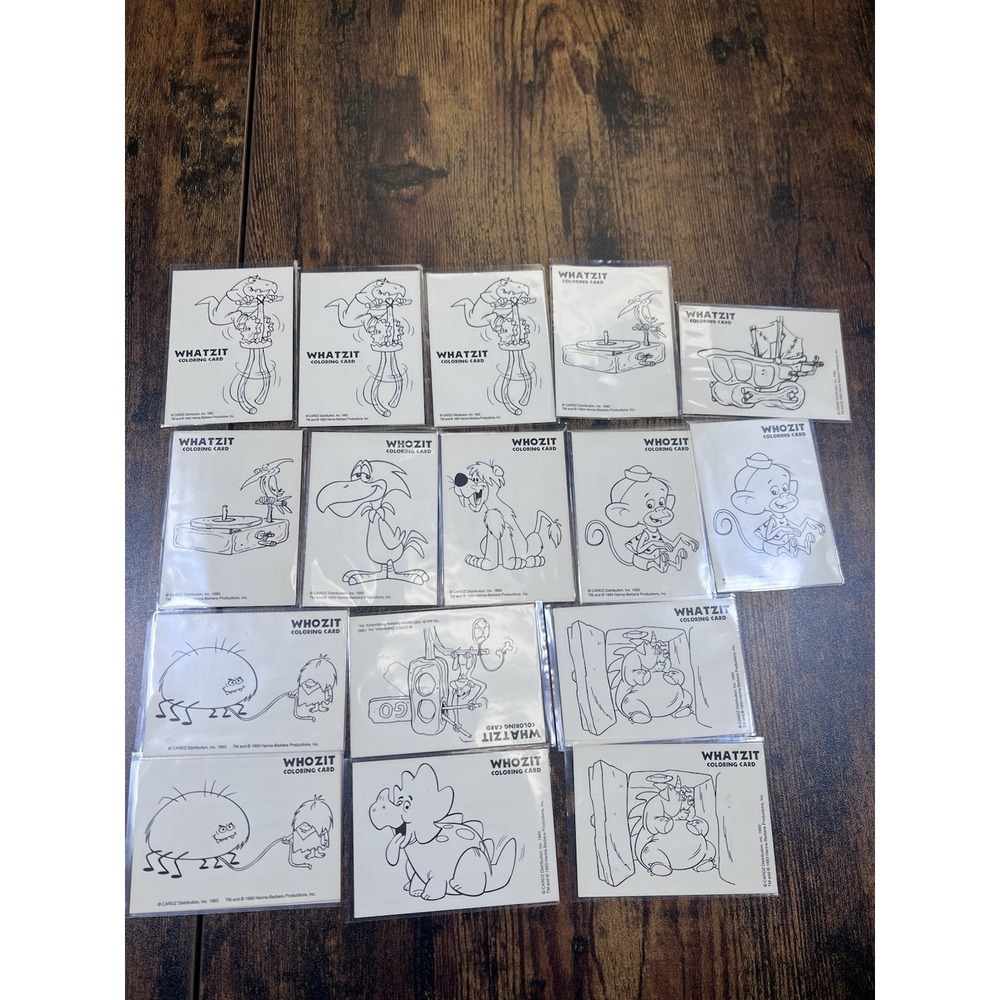 Lot Of 16 1993 flintstone cards‎ WHOZIT coloring Cards Rare